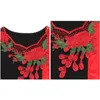 T-shirts en coton pour femmes T-shirts à manches courtes à col rond Tops d'été Design de broderie florale chinoise pour le spectacle T03607B 210421