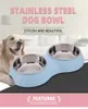 Fashion Eco-Friendly Durable Stainless Steel Pet Dog Bowls Puppy Dogs Double Bowl Feeder Pets Cat High-grade Non-slip Feeding Dishes Water Food Container 3 color