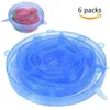 Silicone Stretch Ventouse Pot Couvercles Outils De Qualité Alimentaire Cuisine Frais Garder Wrap Joint Couvercle Pan Cover Nice Accessoires 6PCS / Set FHL325-WY1651