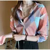 blouses vrouw herfst vintage casual enkele rij en meervoudige gespen shirt Blusas mujer de Moda Turn-down kraag 7460 50 210417