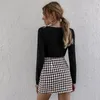 ヒリギンファッション格子縞の女性スカート2021秋の服シングルボタンハイウエストフェムスカートolアウトウェアミニドレスストリートウェア