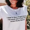 私はSteve Rogers Protect Bucky Barnes女性TShirtsファッションカジュアルティーレタープリントクールな面白い半袖女性トップス210518