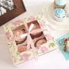 Boîtes d'emballage en carton de fleurs de boulangerie, boîte à cupcakes à muffins à 4 grilles avec fenêtre pour cadeaux de fête de noël