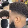 İnce Cilt 6 MM Adam Afro Kıvırcık Saç Ünitesi Siyah Erkek Kinky Curl Erkek Peruk İnsan Kılları Peruk Kinky Curlys PU Tam Makine Yapımı