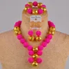 Nigérian Dubai or collier africain boucles d'oreilles Bracelet pour femmes perles de corail rouge bijoux de mariage Set281K