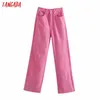 Tangada Mode Femmes Candy Couleur Vert Denim Jeans Pantalon Long Pantalon Poches Boutons Pantalon Femme 4M156 210616