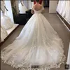 Elegant Wedding Dresses Bridal Ball Gown 3D Floral Applique Lace Off The Shoulder Chapel Train Custom Made Plus Size Castle Arabic Dubai Vestido De Novia 403