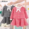 Melario Ragazze Plaid Maglione Vestito Autunno Inverno Bambini Bambino Vestiti per neonati Vestito per ragazza Bambini Principessa Abiti da festa Tuta 210412