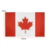 Nya Kanada Flaggor Polyester Square Garden Flag Red Canadian National Day Maple Leaf Pattern CA Banner 90 * 150cm EWB7760