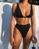 Womens Swimsuits 2-piece Brazilian Top Thong Bikini Set High Cut Bathing Anzüge Cheeky Badebekleidung