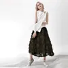 DEAT New Spring And Summer Fashion Casual Elastic Band Wide Waist A-line Swing Elegant Feather Tassel Skirt Women SJ934 210428