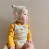 Baby Cotton Bodyysuit Ребёнок Комбинезон Симпатичные Оливки Распечатать Девушки Комбинезон с Шляпой Осень Новорожденный Мальчик Девушки Одежда 210413