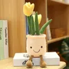 Realistisk tulpan kött växt plysch fylld leksak mjuk bokhylla dekorativa docka kreativa potted blommor kasta kudde barn gåva 2030 y2