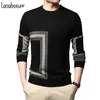 Mode High End Designer Merk Mens Gebreide Zwarte Wol Trui Trui Crew Neck Autum Winter Casual Jumper Mens Kleding 210818