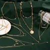 Colliers цепи ожерелье многослойная жемчужная нержавеющая сталь 2021 золотые кулон бусины ожерелья для женщин Trend женский ювелирный воротник