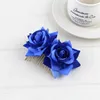 Handmade Fabric Flower Rose Bride Hair Comb Headdress Beach Wedding Hairs Accessories Headpiece for Women 10pcs