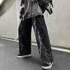 Houzhou Hip Hop Pantalon Automne 2020 Mode Harajuku Pantalon à jambes larges Streetwear Joggers Femmes Lâche Imprimer Taille haute Pantalon Q0801