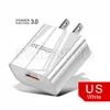 QC3.0 Carregadores adaptativos rápidos Carregamento rápido UE US 3A 18W Adaptador de energia Carregador de parede USB para iPhone 13 14 15 Pro max Samsung Tablet PC Android phone