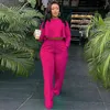 Women Sets Solid Color Tracksuits Fall Winter Outfits Long Sleeve Crop Top+Wide Leg Pants Two Piece Set Plus Size Sportswear 211126
