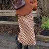 Brown Y2K Jupe longue à carreaux à taille haute Nouvel été Jupes droites en damier de haute qualité pour femmes Vintage Streetwear 210415