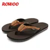 PU Leather Slippers Men Beach Flip Flops Breathable Fashion Summer Shoes Causal Sandals Indoor Male Footwear Retro Wholesale 210408