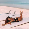 Colysmo Sexy Brazilian Monokiniの女性水着ヒョウのプリントBiquini Push Up Padded Flong Out Long Tassel Beachwear 210527
