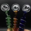 Glass Oil Burner Pipes Mini Small Spoon Hand Pipe Coil 14cm Colorful Pyrex For Smoking Tobacco Tool Handpipe