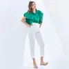 Weiße knöchellange Hose für Frauen mit hoher Taille, Taschen, Reißverschlüsse, lässige Haremshose, weibliche Herbstkleidung 210521