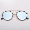 Moda okrągłe okulary Double Most Męskie Sunglass Pumk Okulary Ochrony UV Ochrona Szklana Soczewki Vintage Eyeglasses z Skórzaną skrzynką dla Mężczyzna Kobieta