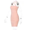 Frauen Sommerkleid Sexy Rückenfreies, figurbetontes Kleid Elastische süße Sommerkleider für Mädchen Einfarbiges Rüschen-Minikleid 2021 Neu X0521