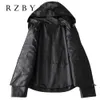 RZBY Women 100% Real Sheepskin Coat Hooded jacket spring fashion Genuine Leather Jackets Chaqueta Mujer Top Quality 210916