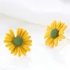 Amarelo Verde Margarida Bonito Flower Brincos Para As Mulheres Corean Petal Ear Stud Personalidade Brinco Menina Moda Jóias