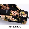 Blusas recortadas con estampado floral de moda para mujer Camisas femeninas atadas ajustables de manga larga Blusas Chic Tops 210420