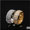 Band Jewelryluxury Micro Party Ringe Für Männer Frauen Bling Mode Hiphop Ring Gold/Weiß Gold Farbe Zirkonia Schmuck Drop lieferung 2021