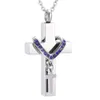 12 kleuren geboortestenen Crystal Double Cross Urn Ketting Keepsake Memorial Hanger voor Dames Papa Mom Crematie Begrafenis Sieraden