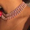 Iced out bling 5a zircon 5mm tennis kedja halsband kvinnor man hip hop fashio smycken guld silver färg rosa cz choker halsband