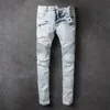 Heren Designer Jeans Distressed gescheurde Biker Slim Fit Motorcycle Bikers Denim voor Men S Fashion Mans Black Pants Pour Hommes