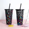 Tasses à couleurs changeantes avec couvercles et pailles, gobelets en plastique réutilisables pour boissons froides, 710ml, pour fête d'été