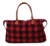 2021 Buffalo Plaid Handbag Large Capacity Travel Weekender Tote with PU Handle Checkered Outdoor Sports Yoga Totes Storage Duffel Bags