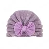 Cappello caldo a righe all'uncinetto per bambini, morbido e confortevole, berretto di lana lavorato a maglia, copricapo bowknot, accessori per capelli per bambini, regalo di festa