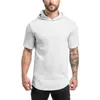 Muscleguys Fitness Lifestyle Slim Fit T-shirt Men Short Sleeve Hoodie Plain Bodybuilding Workout Mens Gyms Hoodies T Shirts Male 210421