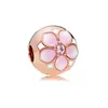 925 Sterling Silver Charm Rose Gold Floral Heart Beaded Koraliki do Pandora Bransoletka Kobiety Biżuteria