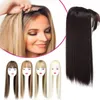 GRES Blonde synthétique Hair Piece Femmes 3 clips en extension de cheveux avec une frange de 22 "de long Fibre haute température marron / gris / noir 2102172381215