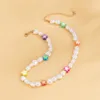 Boho Cute Clay Colorful Star Imitation Pearl Necklace Fashion Goth Women Neck Chain Necklace Choker Collar Jewelry 2021