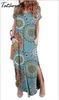 5xl Sukienki Kobiety Casual Maxi Vestidos Summer Sundress Vintage V-Neck Krótki Rękaw Baggy Tank Szata Bawełna Plaża 210514