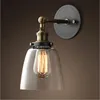 Vägglampa Industriell Retro Lampor Klar glas Lampskärm Antik Koppar Ljus Sovrum Sconce Light Fixture 220V