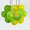 Double side turning sunflower pop bubble popper sensory rubber flower face changing key ring fidget keychain bag pendant kids finger doll toys puzzle G7938IB