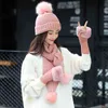 Women Winter Hat Scarf /gloves Sets Female 3pcs Knitted s Set Caps for Girl Warm Skullies Beanies 2020 Hot
