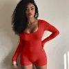 OMSJ Svart rödblå 3 Färg Höst Baklösa Långärmad Rompers Womens Bodycon Sexy Club Jumpsuits Fall Outfits 210517