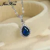 Multicolor Crystal Water Drop Stone Pendant Green Red Blue Zircon Necklaces For Women White Gold Colorful Pear Cz Wedding Choker Y0301